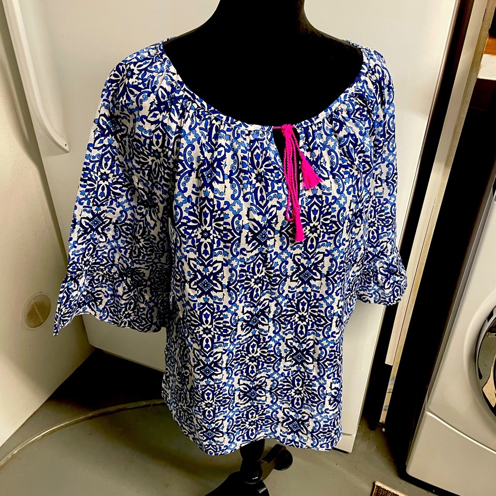 MILLY blue and white short sleeve size L